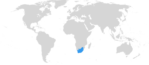 Südafrika auf der Weltkarte